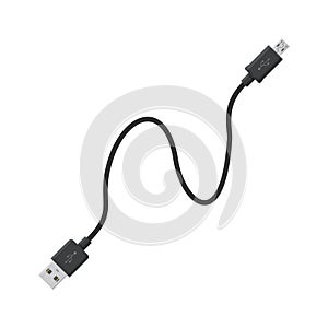 USB cable connector cord isolated on white background
