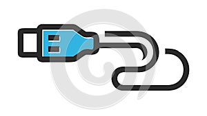 USB Cable Connector Icon, Digital Device Connectivity, vector design Generative AI