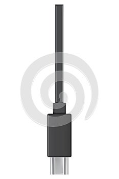Usb cable connector, mini b. Realistic vector of phone jack for cabling in black color. Cable for charging or