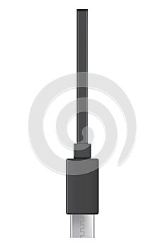 Usb cable connector, Type C. Realistic vector of phone jack for cabling in black color. Cable for charging or