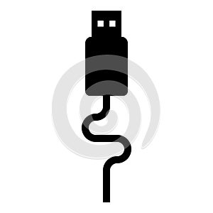 USB cable connector type A data icon black color vector illustration image flat style