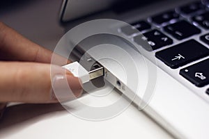 Usb cable connects to computer