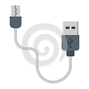 USB cable flat icon, connector and charger