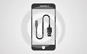 Usb cable vector icon sign symbol