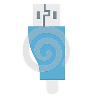 Usb Cable Isolated Color Vector icon that can be easily modified or edit