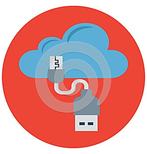 USB Cable Isolated Color Vector icon that can be easily modified or edit