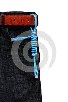 USB cable on the jeans background