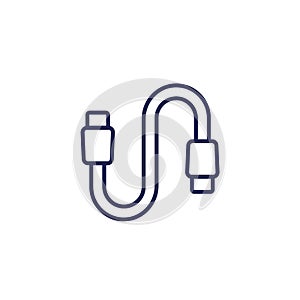 usb cable line icon, type-c connector