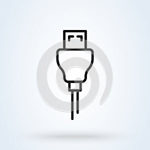Usb cable line. Simple vector modern icon design illustration