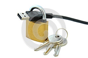 USB cable, lock and keys