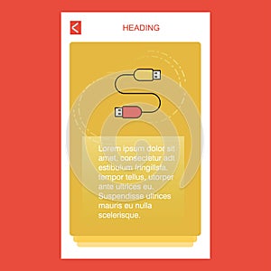 USB cable mobile vertical banner design design. Vector