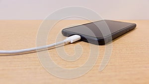 USB cable plugs into the phone