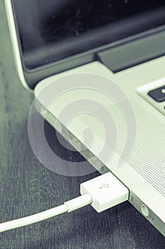 USB cable port attach on computer