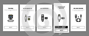 Usb Cable And Port Purchases Onboarding Icons Set Vector