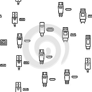 Usb Cable And Port Purchases Vector Seamless Pattern