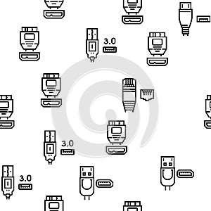 Usb Cable And Port Purchases Vector Seamless Pattern