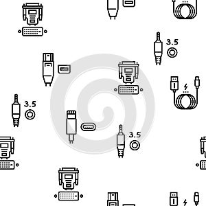 Usb Cable And Port Purchases Vector Seamless Pattern
