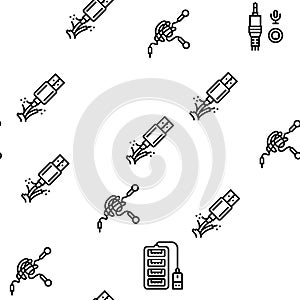 Usb Cable And Port Purchases Vector Seamless Pattern