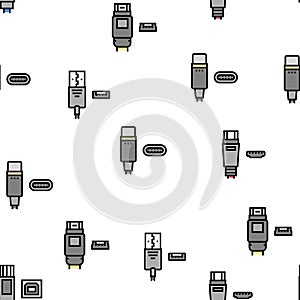 Usb Cable And Port Purchases Vector Seamless Pattern