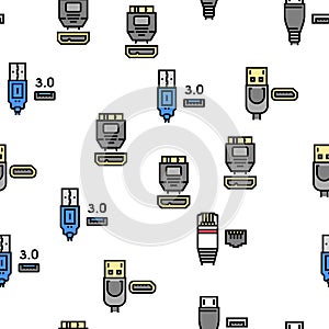Usb Cable And Port Purchases Vector Seamless Pattern