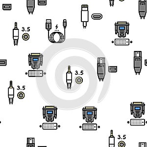 Usb Cable And Port Purchases Vector Seamless Pattern