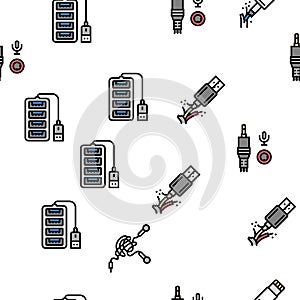 Usb Cable And Port Purchases Vector Seamless Pattern