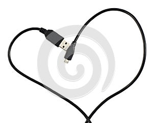 USB cable shaped as a heart