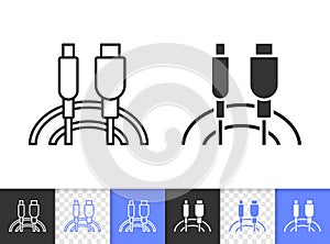 Usb Cable simple black line vector icon
