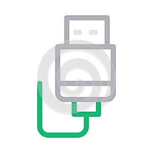 Usb cable thin color line vector icon