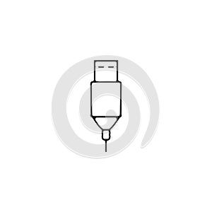 USB cable thin line icon. USB cable linear outline icon