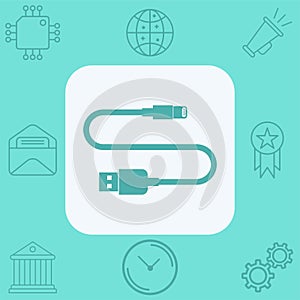 Usb cable vector icon sign symbol