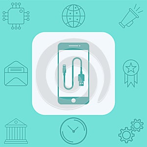 Usb cable vector icon sign symbol