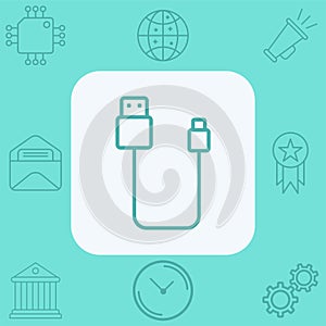 Usb cable vector icon sign symbol