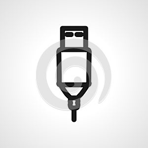 USB cable line icon. USB cable linear outline icon