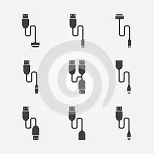 USB cables vector icons