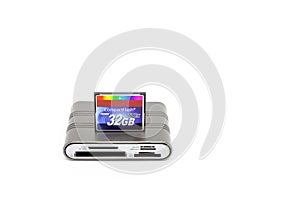 Usb card reader and memory card compact flash 32 GB.