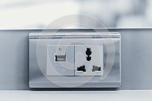 USB charger with DC AC wall plug socket