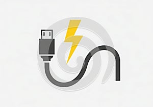 Usb charging cable with lightning bolt icon