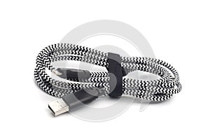 Usb charging wire isolated on white