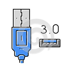 usb 3.0 color icon vector illustration