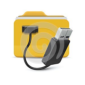 usb connected to file folder. Vector illustration decorative design