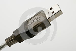 USB connection macro closeup over white