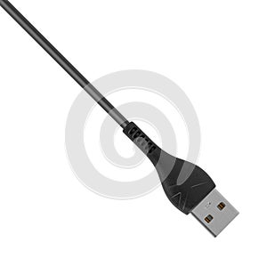 USB connector with cable, on a white background, top view