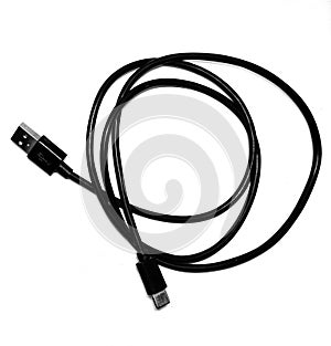 USB data cable on white background