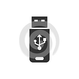 Usb drive icon in flat style. Flash disk vector illustration on white isolated background. Digital memory business concept