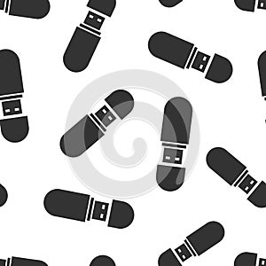 Usb drive icon seamless pattern background. Flash disk vector illustration on white isolated background. Digital memory business