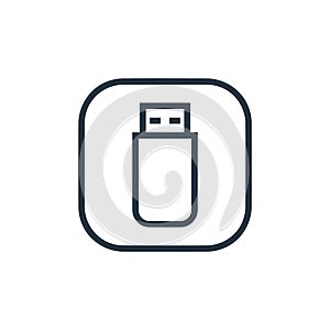 usb drive vector icon isolated on white background. Outline, thin line usb drive icon for website design and mobile, app