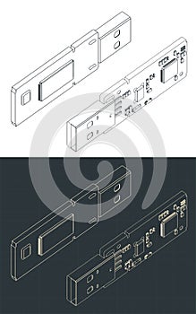 USB fash drive isometric blueprints photo