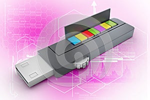 Usb flash drive and books