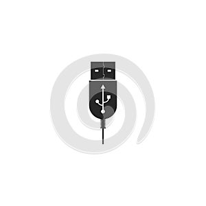 USB flash drive cable icon symbol button. Connector memory logo sign. Vector illustration image